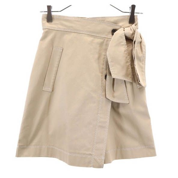 未使用 Rirandture リランドチュール ラップスカート風キュロット ショートパンツ 0 ベージュ系 バックジップ ウエストリボン レディース