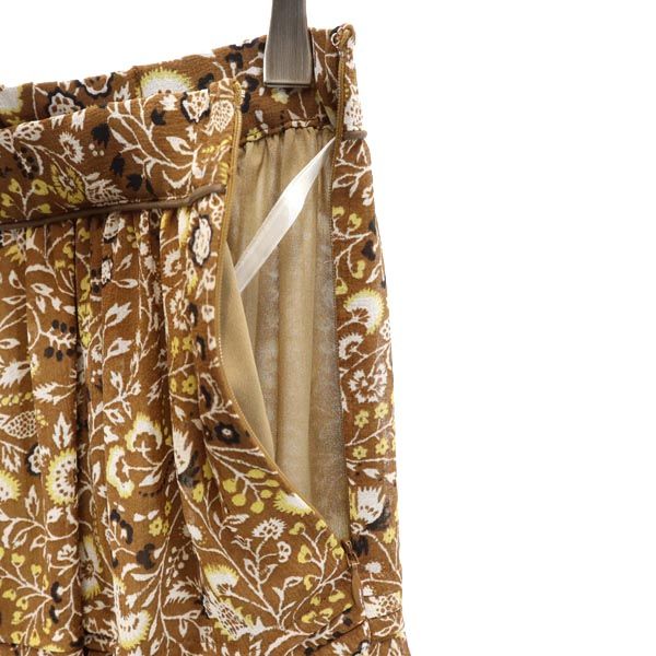 未使用 nano universe ナノユニバース 総柄 ロングスカート 36 ブラウン系 レディース