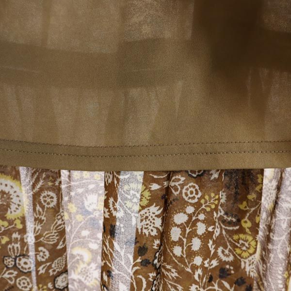 未使用 nano universe ナノユニバース 総柄 ロングスカート 36 ブラウン系 レディース