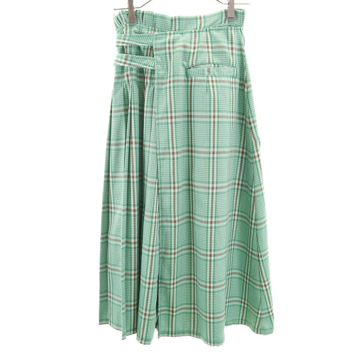 Candy Stripper キャンディーストリッパー チェック ロング丈 プリ－ツ スカート S グリーン系 2WAY レディース