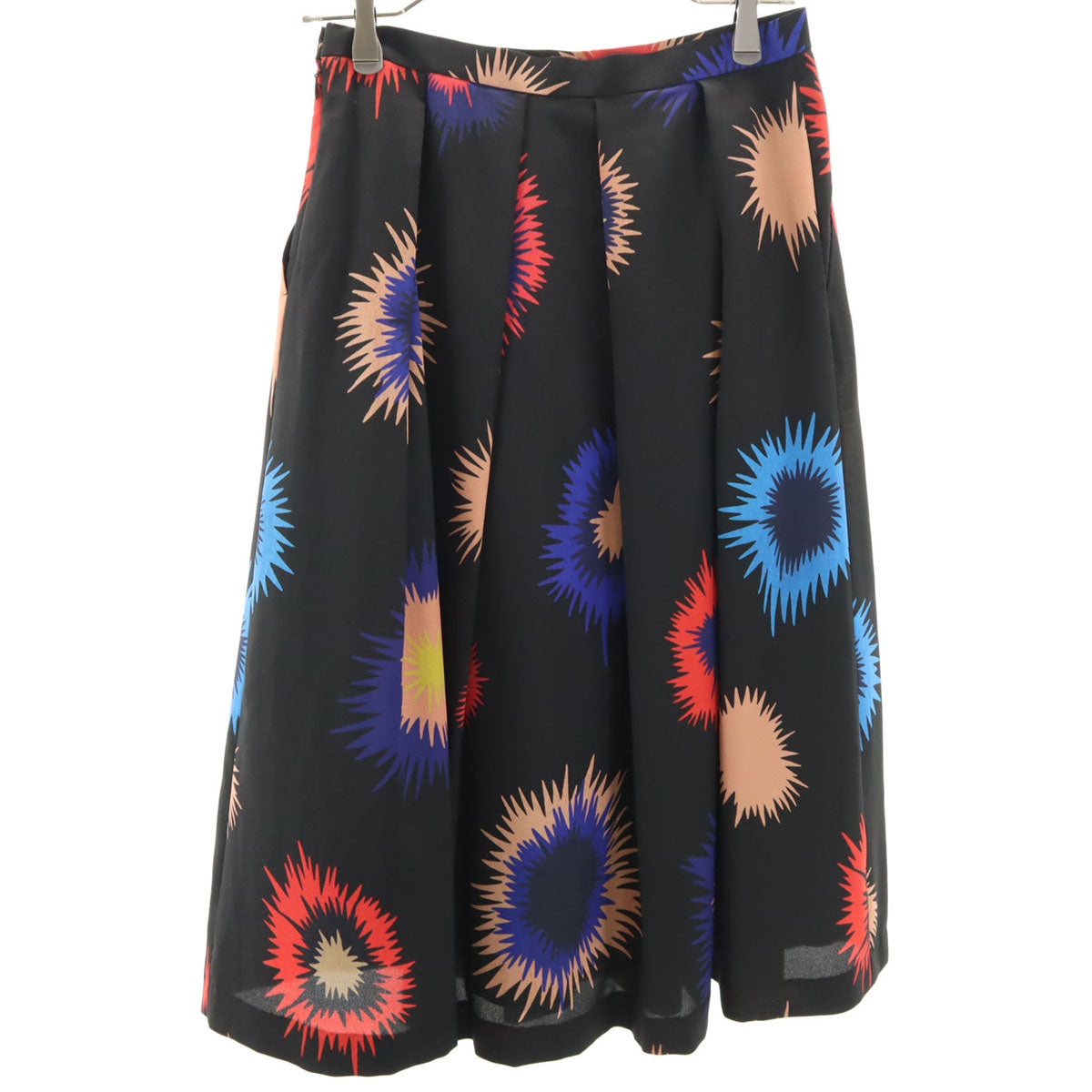 未使用 Paul Smith ポールスミス 総柄 ミモレ丈 スカート 40 ブラック系 レディース