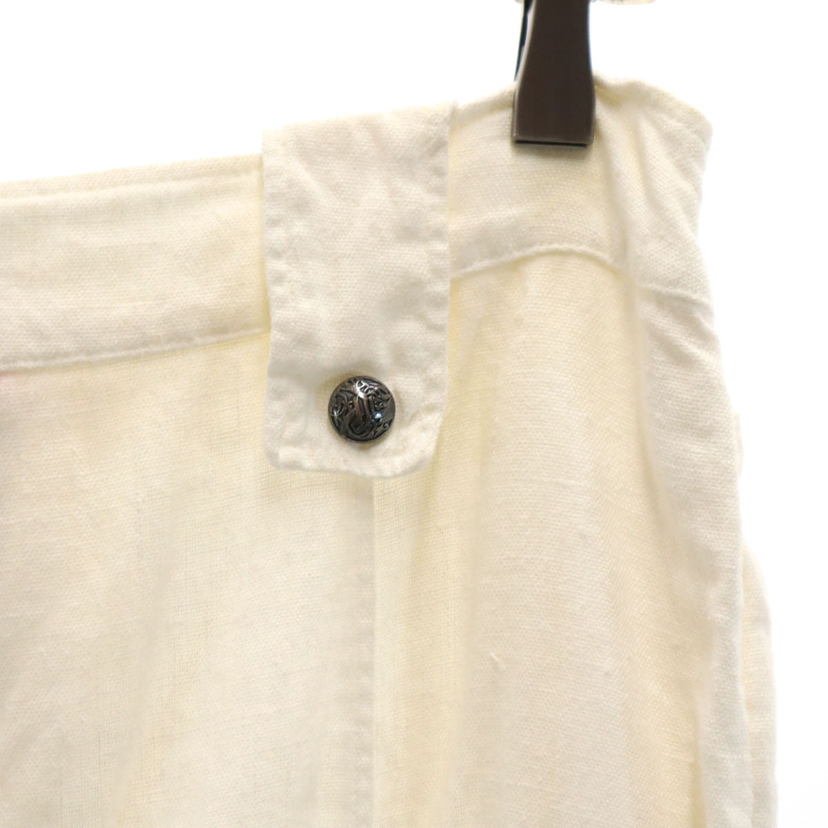 VERSACE JEANS SIGNATURE ヴェルサーチ ジーンズ シグネチャー イタリア製 リネン ミモレ丈 タイトスカート 38 アイボリー レディース