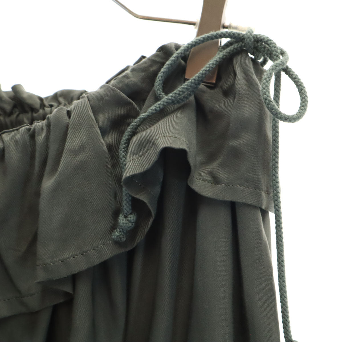 Y's ワイズ 日本製 ロング丈 ギャザースカート 2 チャコールカーキ ヨウジヤマモト レディース