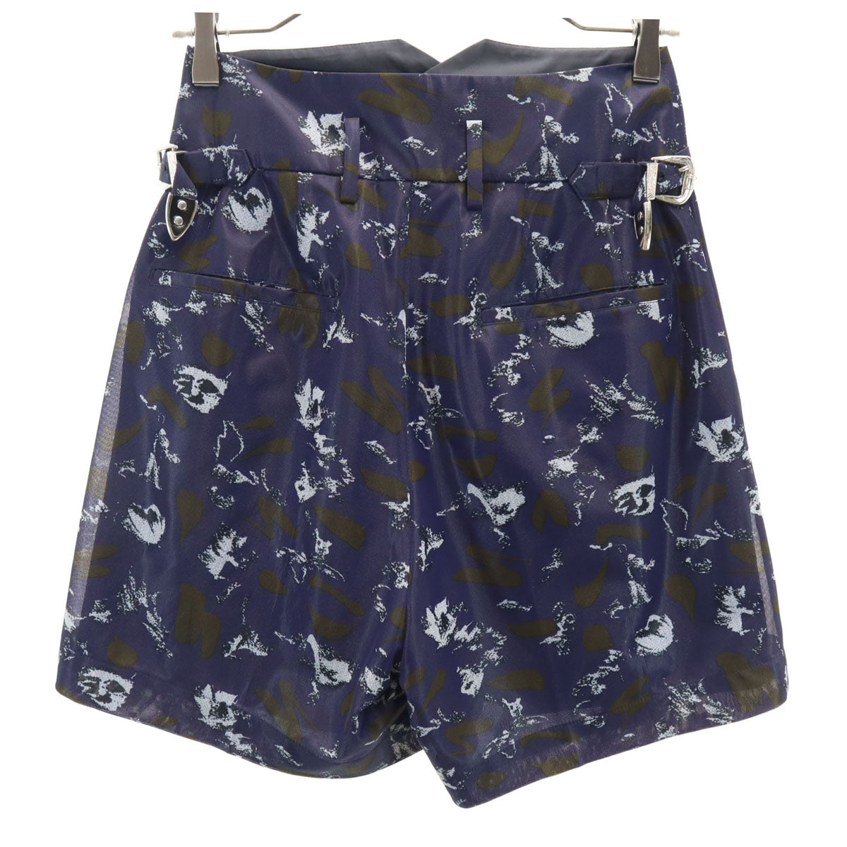 TOGA PULLA トーガプルラ 日本製 総柄 ハイウエスト ショートパンツ 34 ネイビー レディース