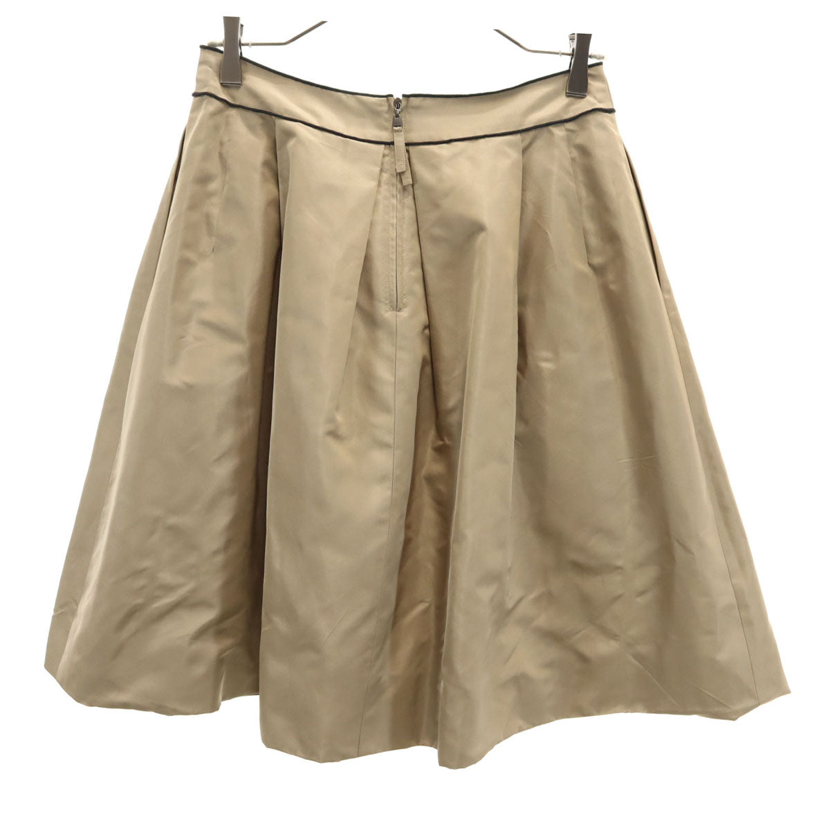 FOXEY フォクシー 日本製 シルク ミディスカート 40 アッシュブラウン レディース