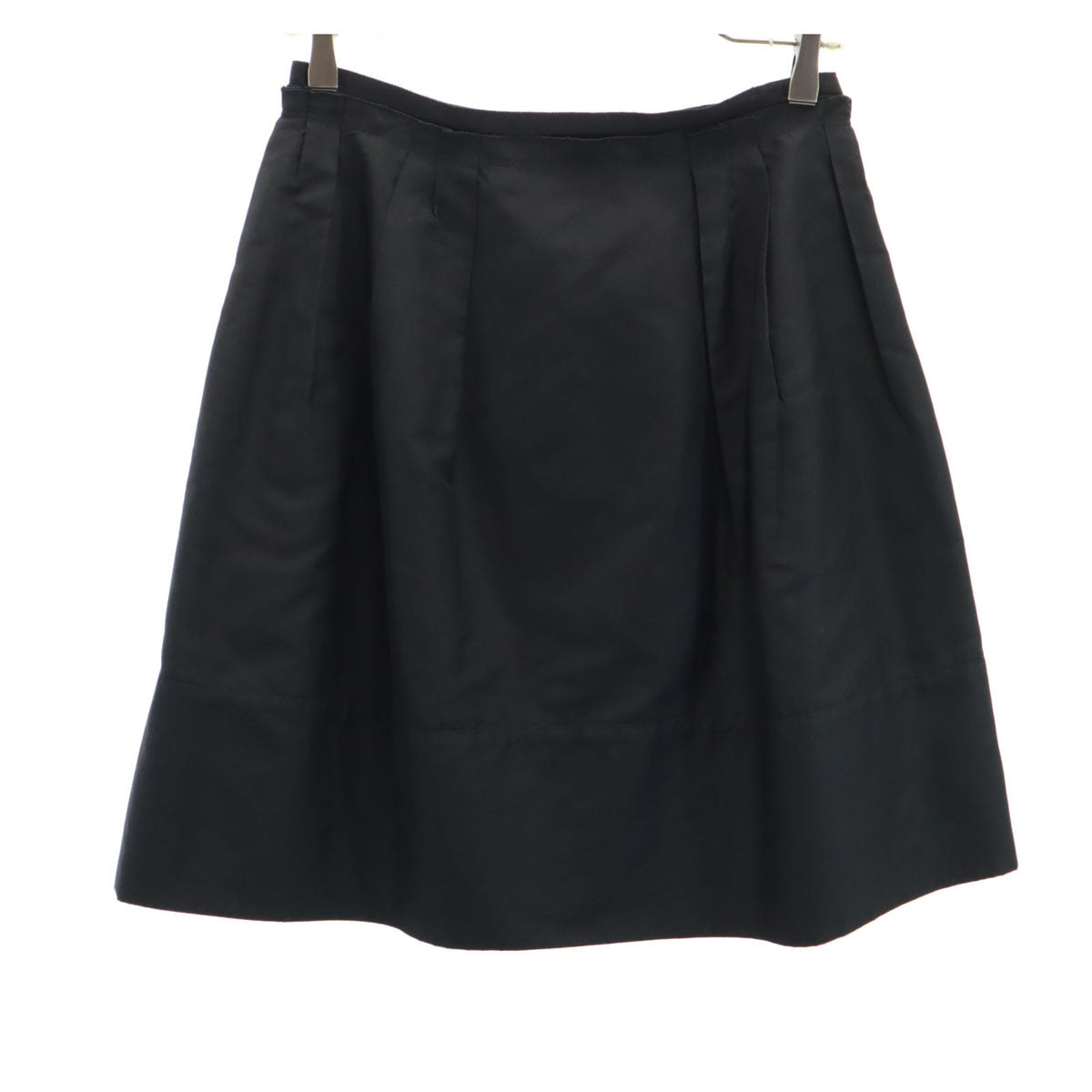 FOXEY フォクシー 日本製 シルク ミディ丈 フレアタック スカート 38 ブラック レディース