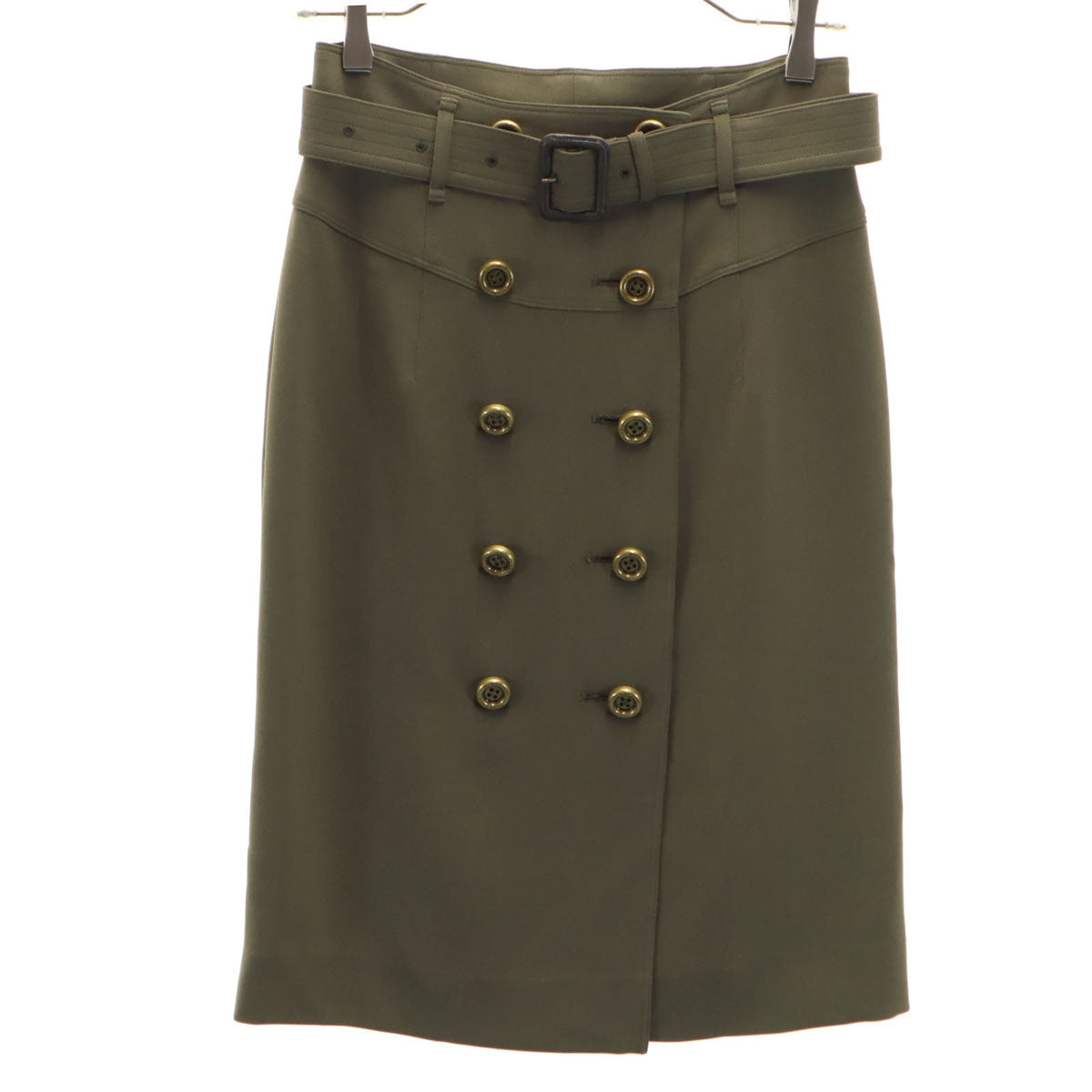 BURBERRY LONDON バーバリーロンドン ミディ丈 タイトスカート 36 カーキ 三陽商会 レディース