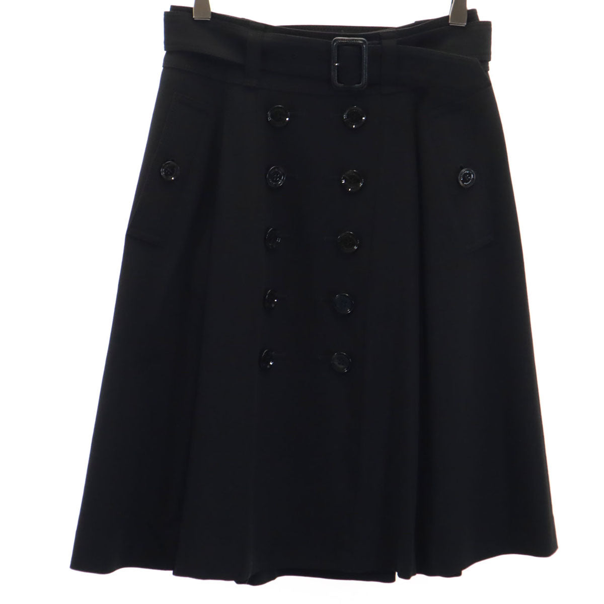 BURBERRY LONDON バーバリーロンドン 日本製 ミディ丈 トレンチ スカート 36 ブラック 三陽商会 レディース