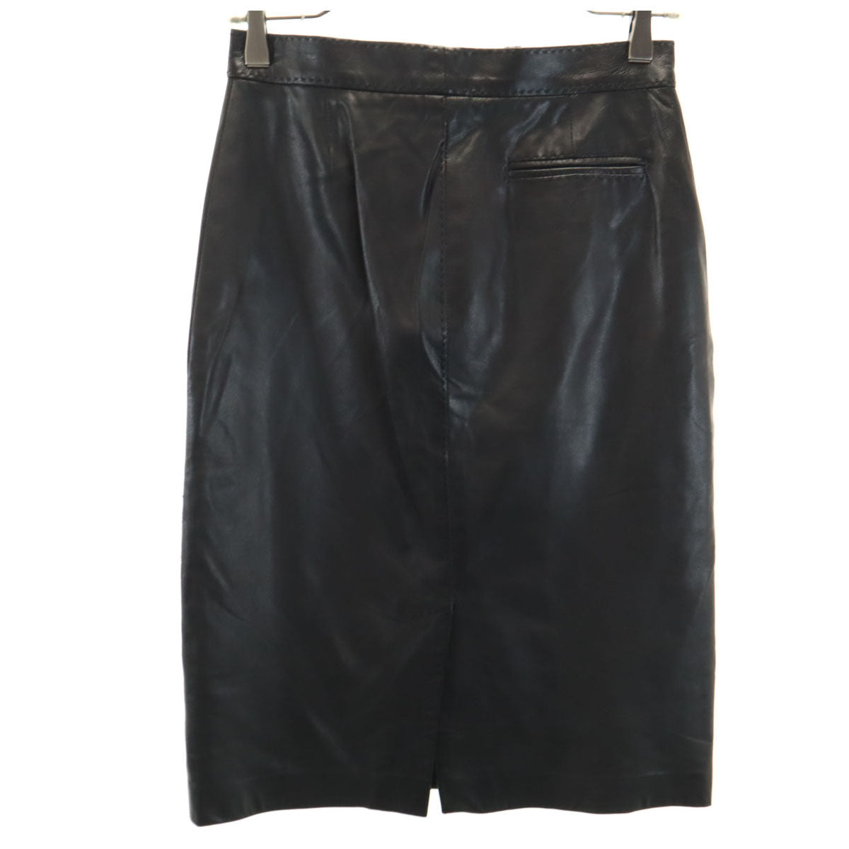 RALPH LAUREN COLLECTION ラルフローレン コレクション USA製 パープルレーベル ミディ丈 レザー タイトスカート 2 ブラック レディース