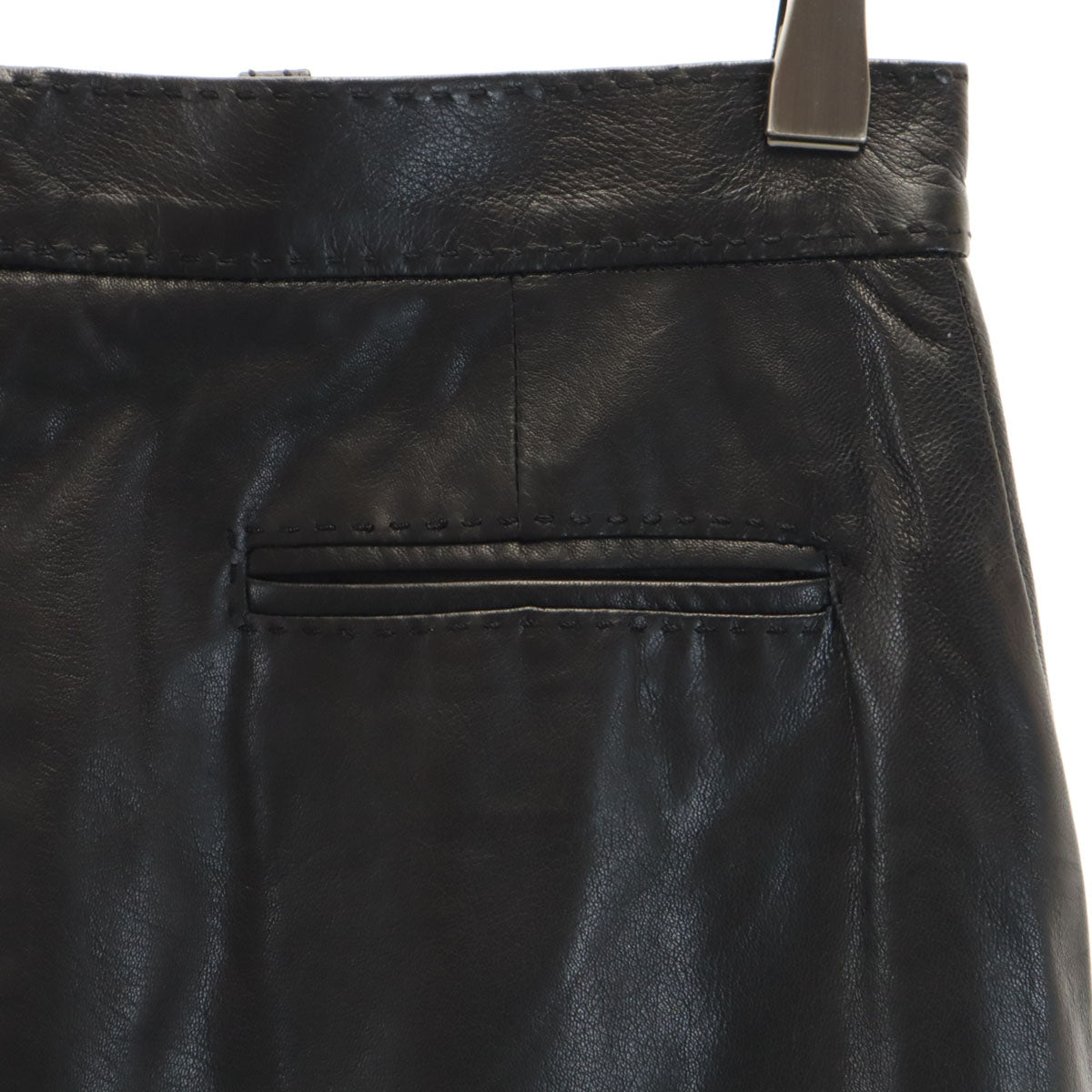 RALPH LAUREN COLLECTION ラルフローレン コレクション USA製 パープルレーベル ミディ丈 レザー タイトスカート 2 ブラック レディース