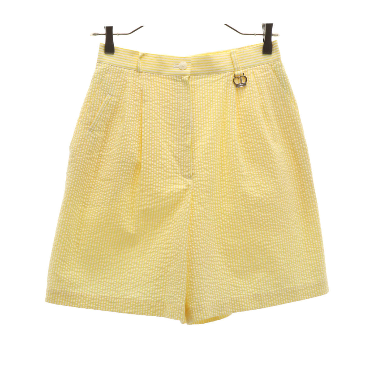 Christian Dior SPORTS クリスチャンディオールスポーツ 90s オールド ストライプ柄 シアサッカー ショートパンツ L イエロー レディース