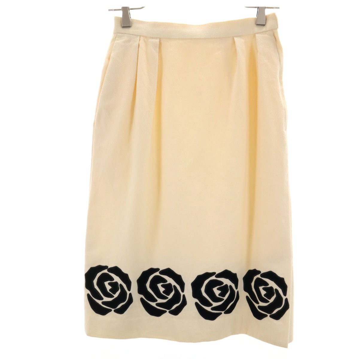 Christian Dior クリスチャンディオール 90s PRET-A-PORTER ウール オールド ミディ丈 スカート M オフホワイト レディース