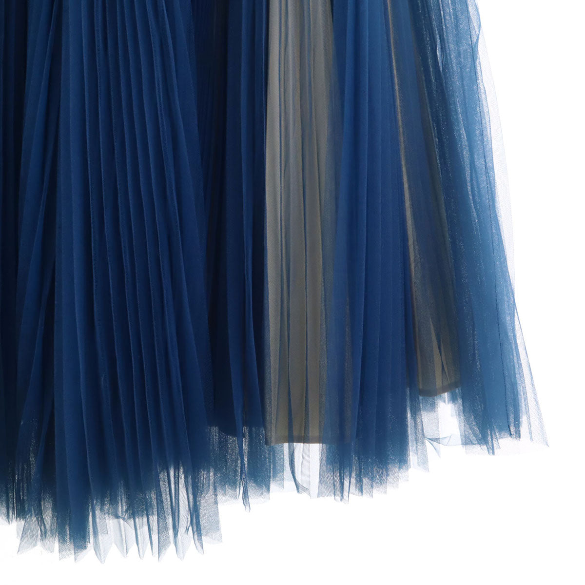 UNDERCOVER アンダーカバー 日本製 ウールブレンド ミモレ丈 巻き プリーツスカート F ブルー系 チュール レディース