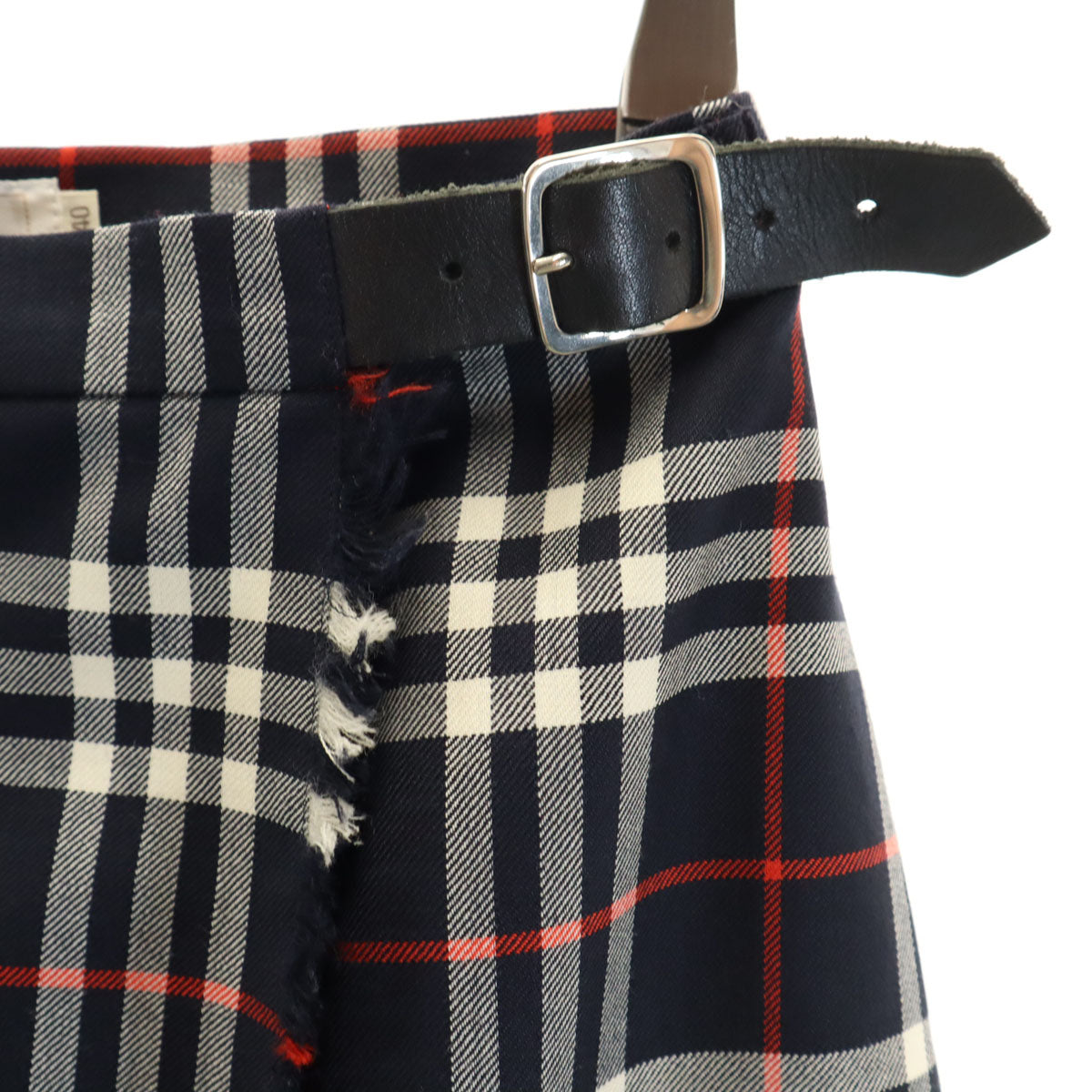 Burberrys バーバリーズ 90s ウール オールド チェック柄 ミディ丈 ラップスカート 40 ネイビー 三陽商会 レディース