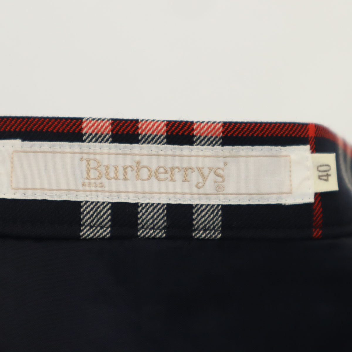 Burberrys バーバリーズ 90s ウール オールド チェック柄 ミディ丈 ラップスカート 40 ネイビー 三陽商会 レディース
