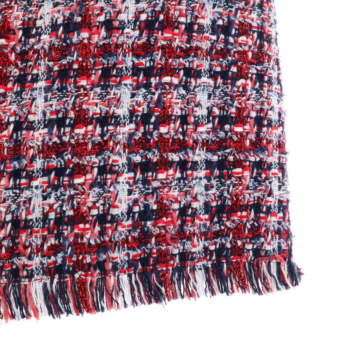 LANVIN LA COLLECTION ランバンコレクション 日本製 チェック柄 ミモレ丈 ツイード タイトスカート 38 レッド レディース