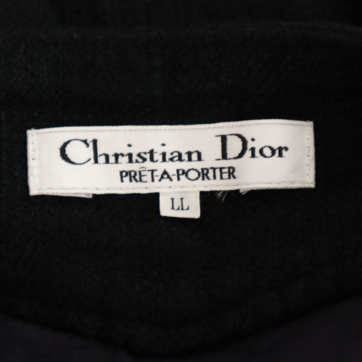 Christian Dior PRET-A-PORTER クリスチャンディオール プレタポルテ 90s オールド ツイード 膝丈スカート LL ブラック レディース