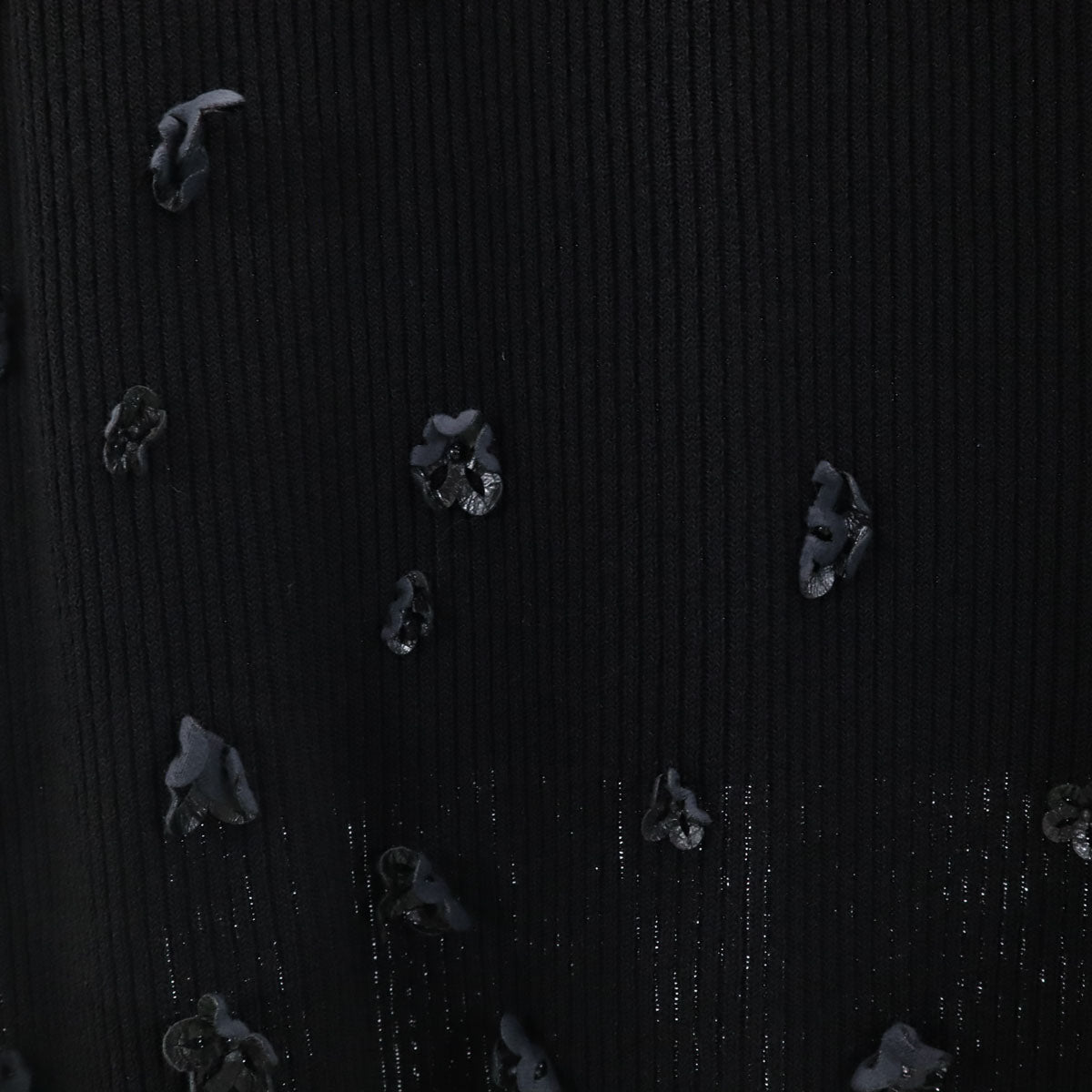 ESCADA エスカーダ リブニット ロングスカート 40 ブラック 花装飾 レディース