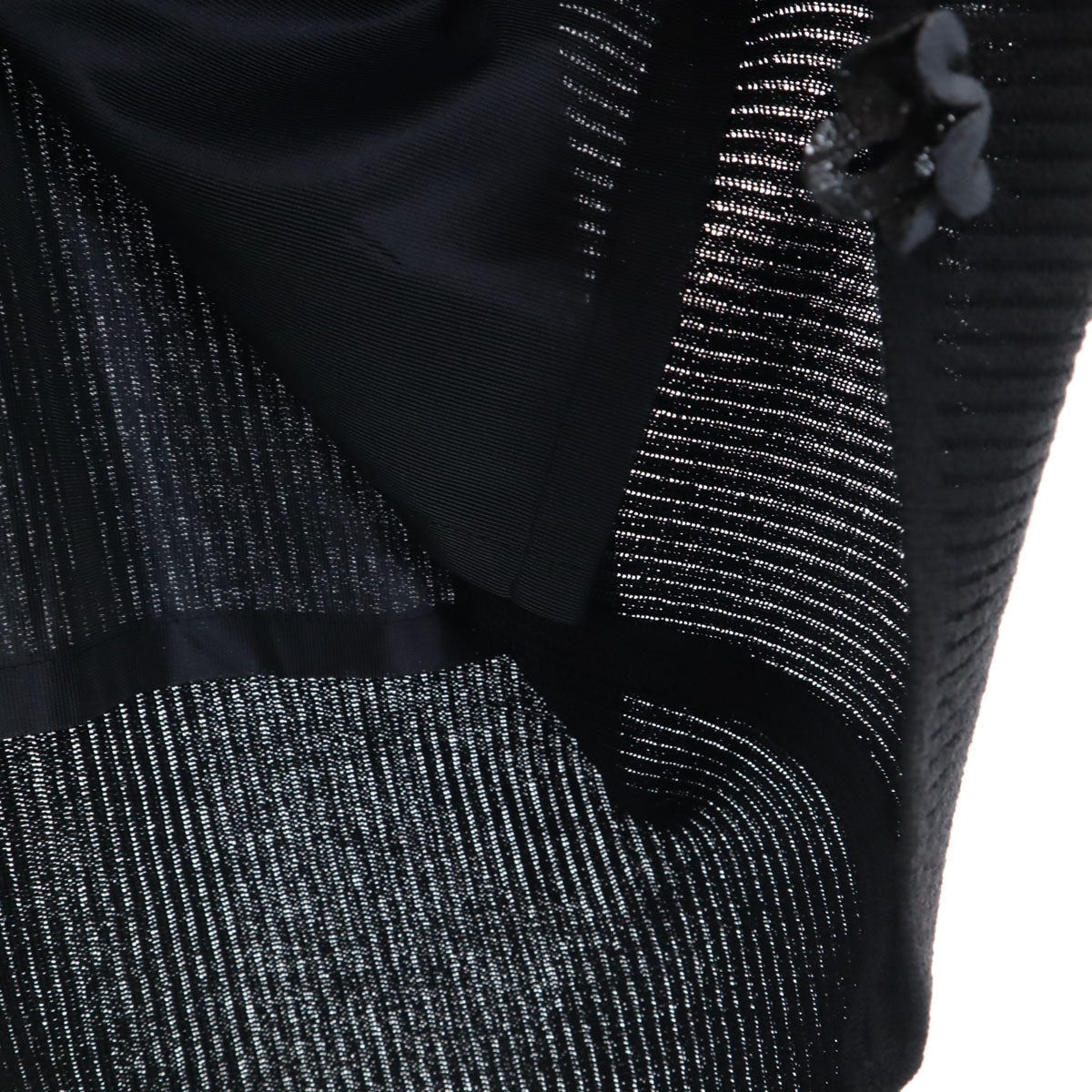 ESCADA エスカーダ リブニット ロングスカート 40 ブラック 花装飾 レディース