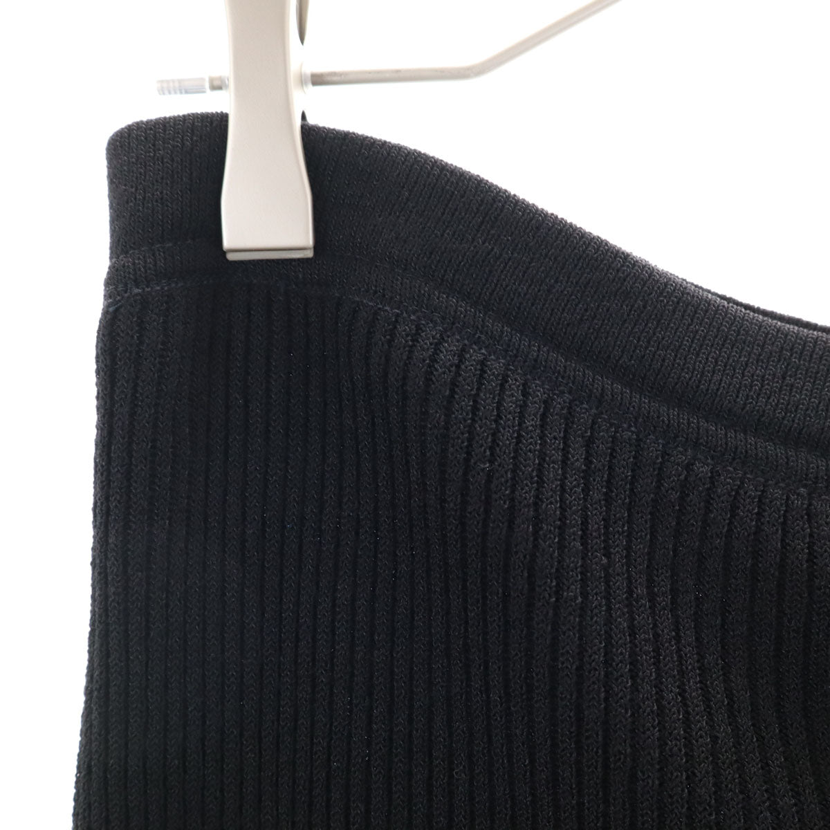 ESCADA エスカーダ リブニット ロングスカート 40 ブラック 花装飾 レディース