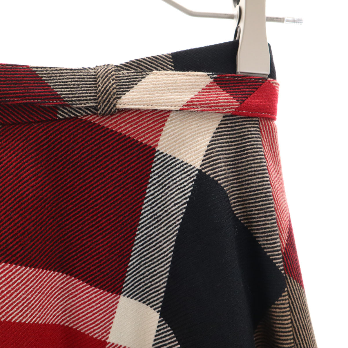 BLUE LABEL CRESTBRIDGE ブルーレーベルクレストブリッジ チェック柄 ミニ丈 フレアスカート 34 ボルドー レディース