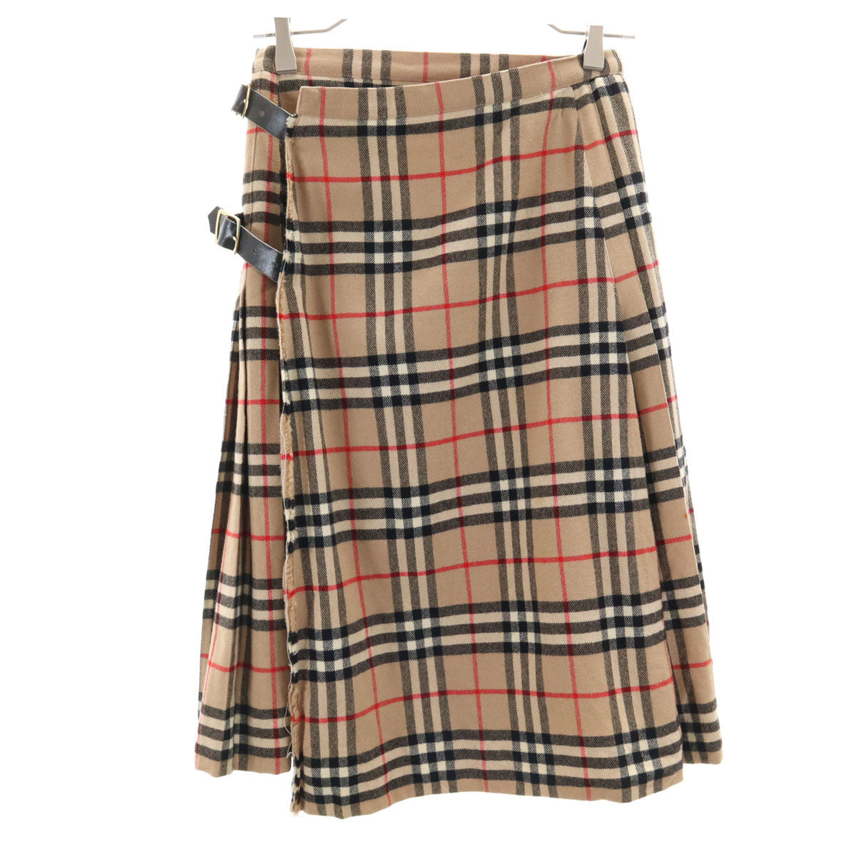 Burberrys バーバリーズ 90s オールド ノバチェック ミモレ丈 プリーツ ラップスカート M ベージュ レディース