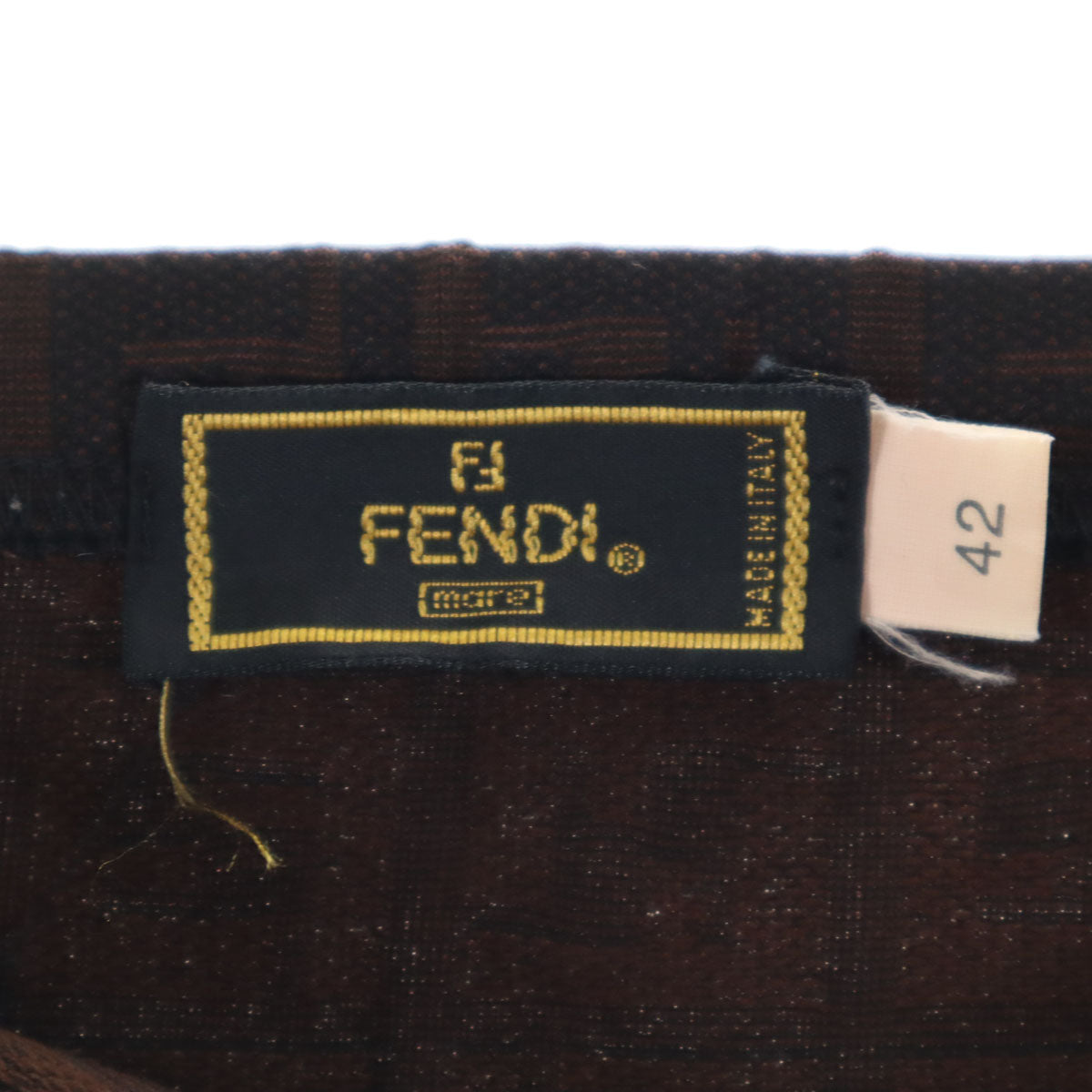 FENDI フェンディ イタリア製 総柄 台形 ミニスカート 42 ブラウン ウエストゴム レディース