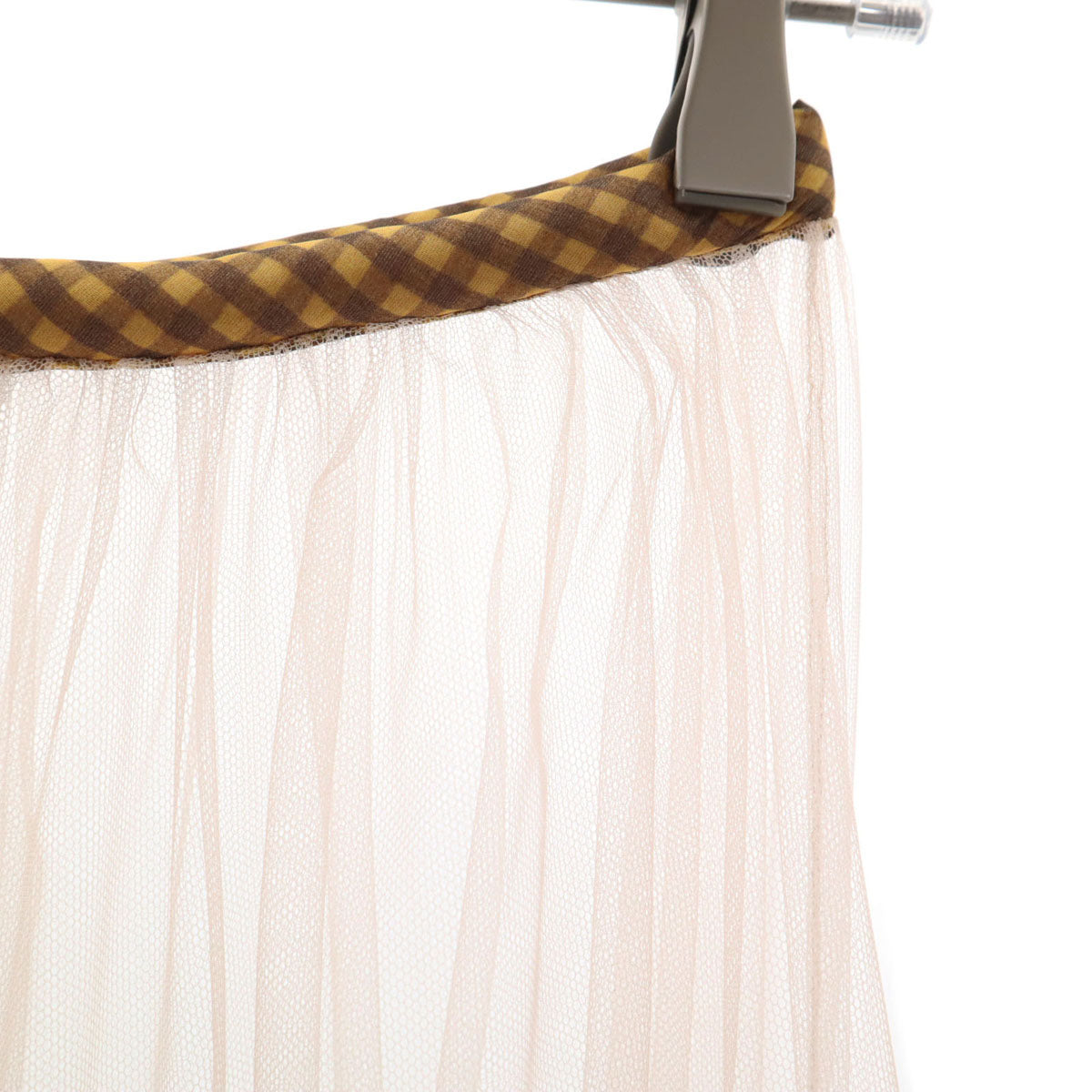 FENDI フェンディ 未使用 イタリア製 チェック柄 ロングスカート 40 イエロー系 ウエストゴム タグ付き レディース