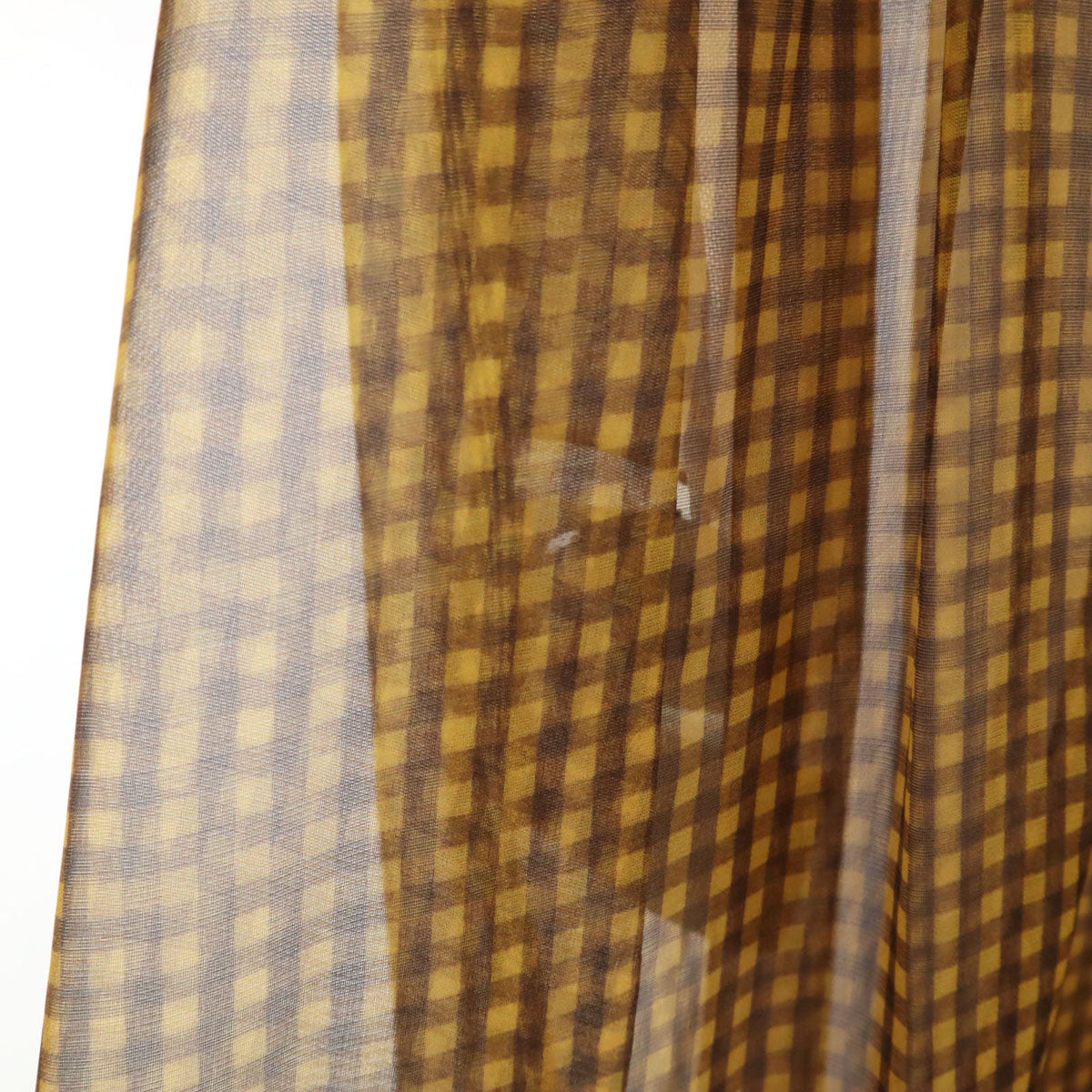 FENDI フェンディ 未使用 イタリア製 チェック柄 ロングスカート 40 イエロー系 ウエストゴム タグ付き レディース