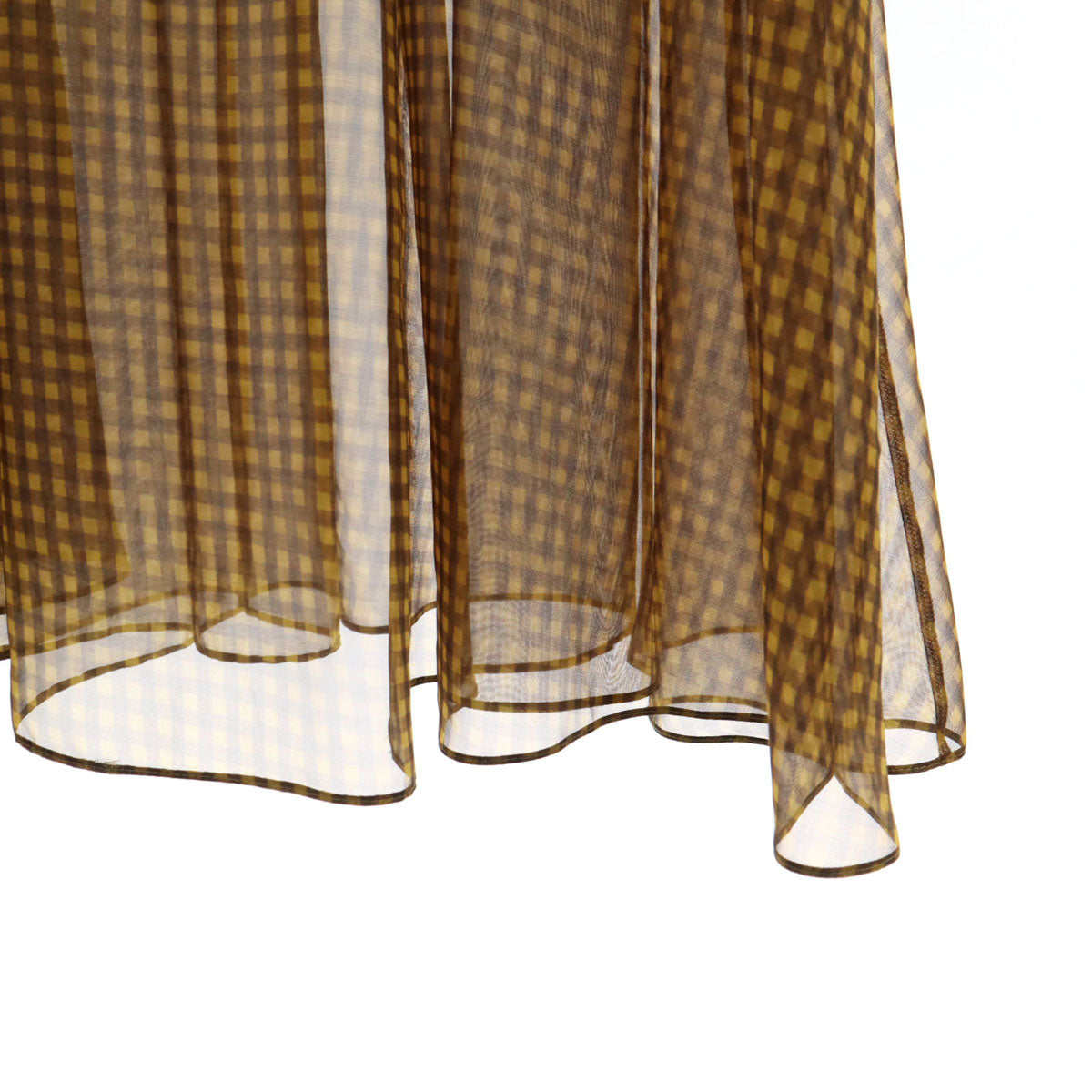 FENDI フェンディ 未使用 イタリア製 チェック柄 ロングスカート 40 イエロー系 ウエストゴム タグ付き レディース