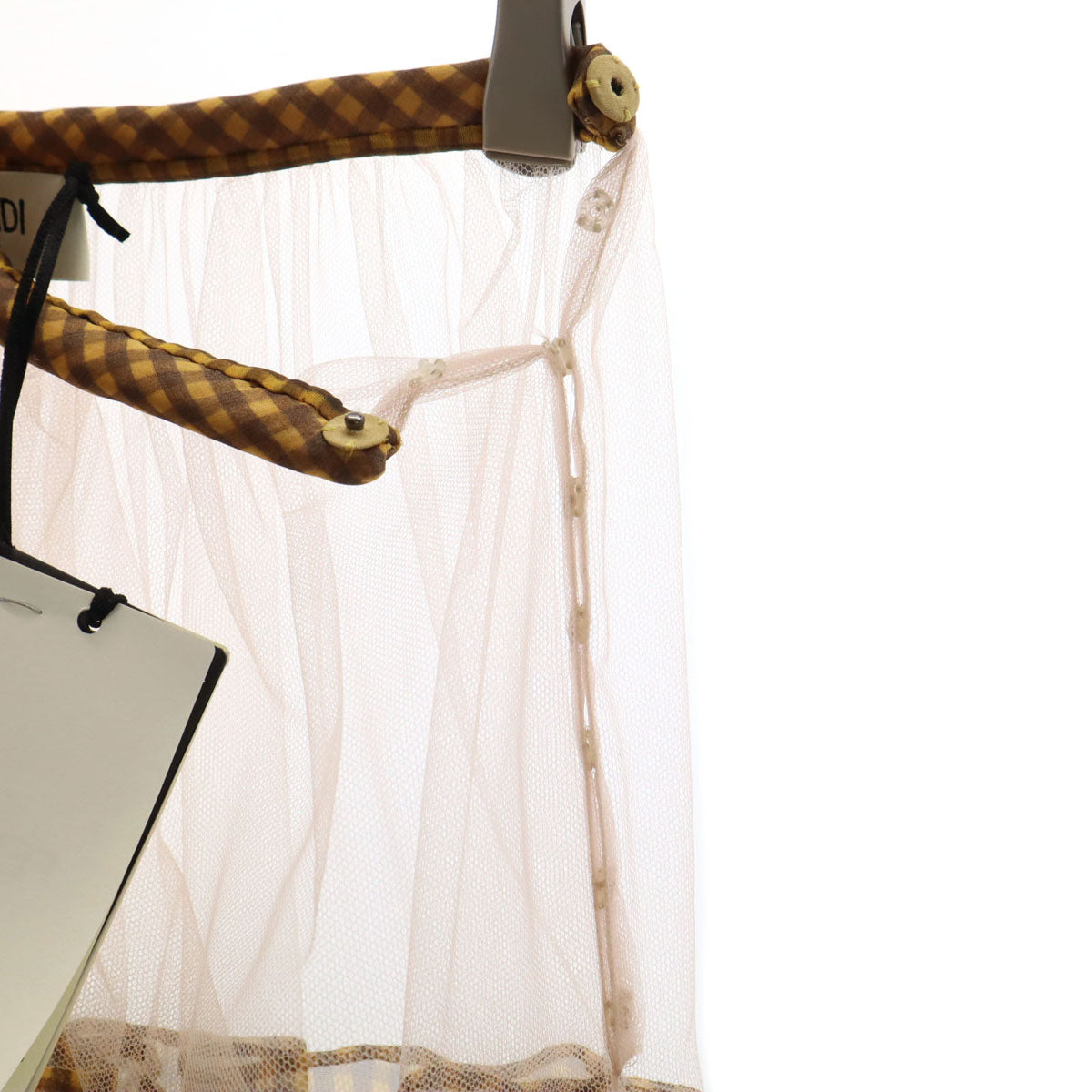 FENDI フェンディ 未使用 イタリア製 チェック柄 ロングスカート 40 イエロー系 ウエストゴム タグ付き レディース