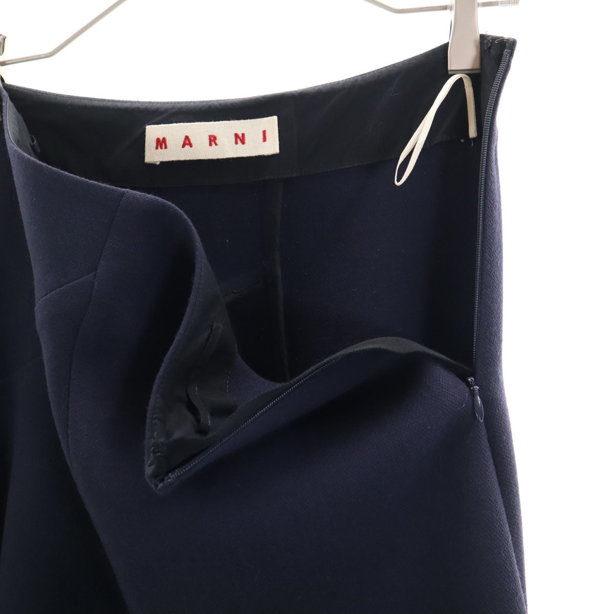 MARNI マルニ イタリア製 ウール ミモレ丈 フレアスカート 38 ネイビー レディース