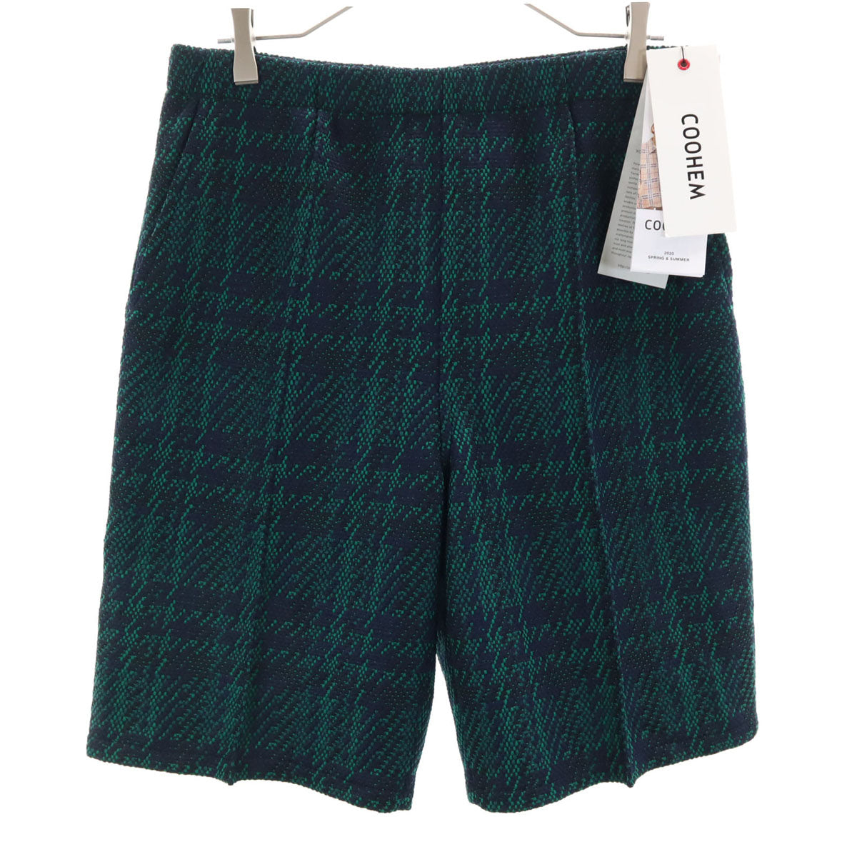 未使用 COOHEM コーヘン 日本製 総柄 ツイード ショートパンツ XL ネイビー メンズ