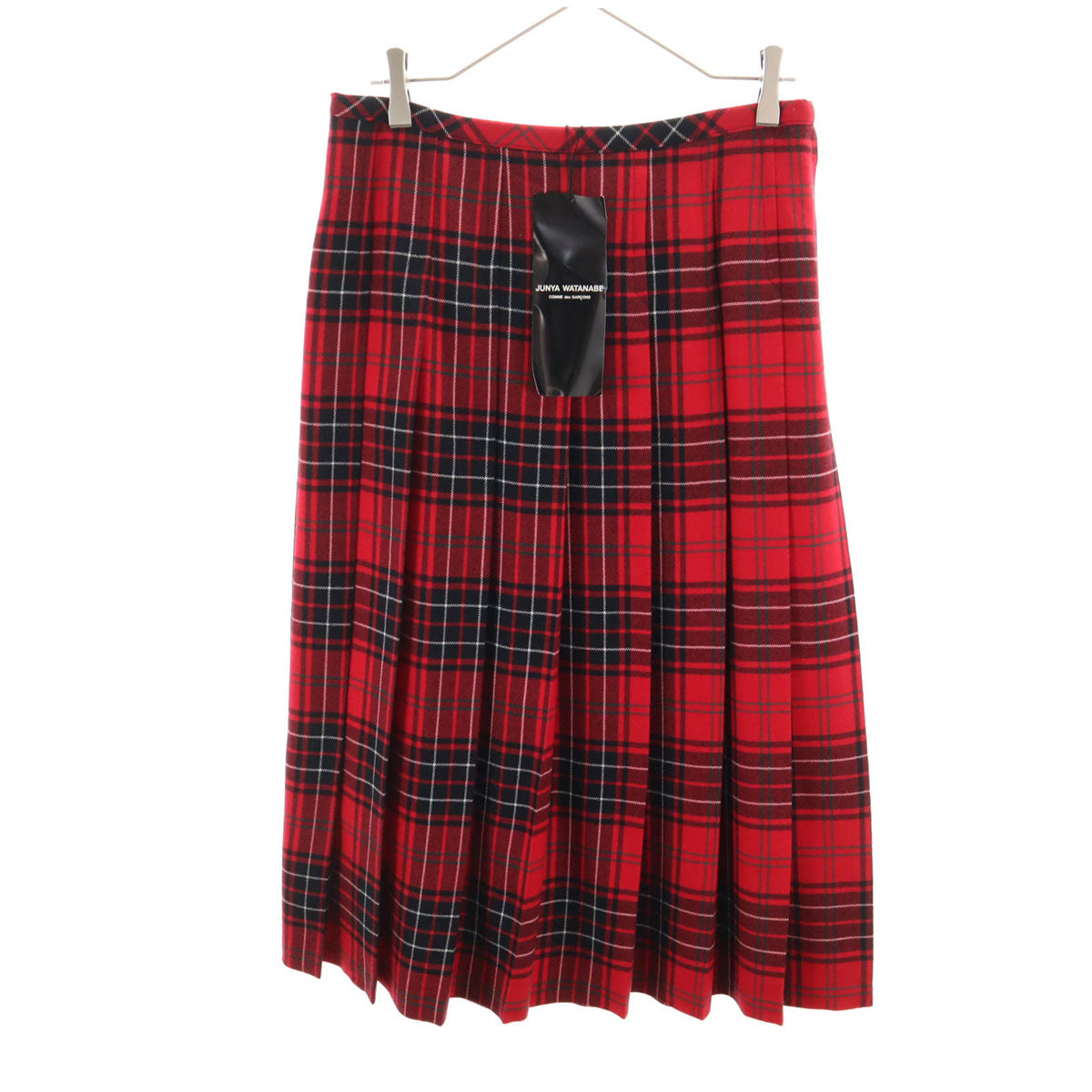 JUNYA WATANABE COMME des GARCONS ジュンヤワタナベコムデギャルソン 2017年 未使用 日本製 ギンガムチェック ミモレ丈 プリーツスカート M レッド レディース