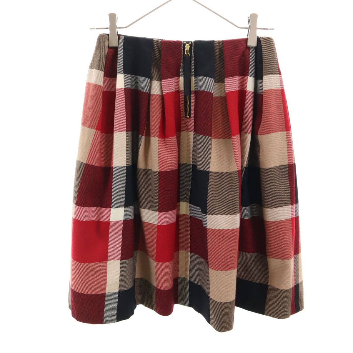 BLUE LABEL CRESTBRIDGE ブルーレーベルクレストブリッジ チェック柄 ミディ丈 ボックス プリーツスカート 34 ベージュ レディース