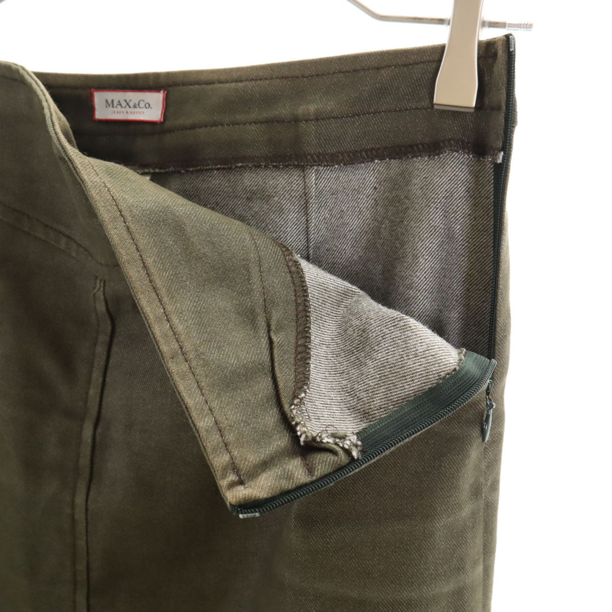 MAX&CO マックスアンドコー ミディ丈 モールスキン タイトスカート 40 カーキ レディース