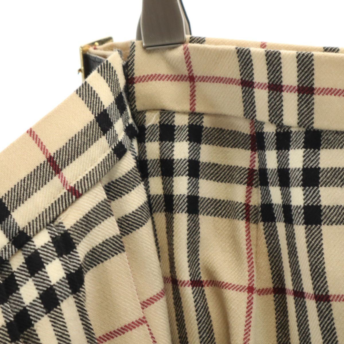 BURBERRY LONDON バーバリーロンドン ノバチェック柄 ミモレ丈 プリーツ ラップスカート 40 ベージュ 三陽商会 レディース