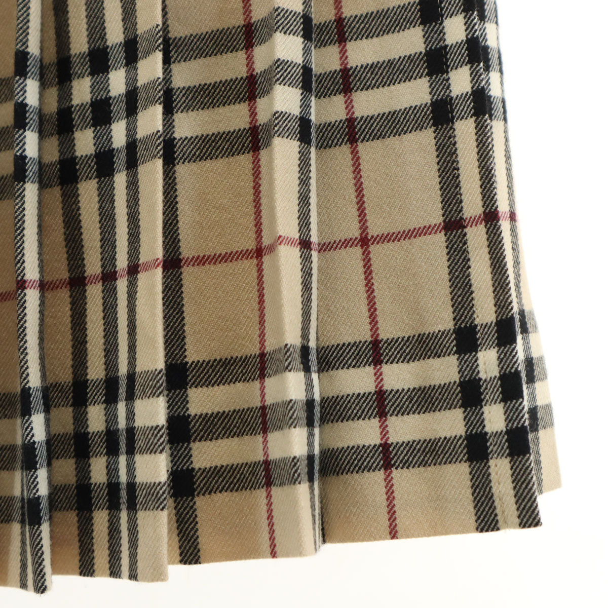 BURBERRY LONDON バーバリーロンドン ノバチェック柄 ミモレ丈 プリーツ ラップスカート 40 ベージュ 三陽商会 レディース