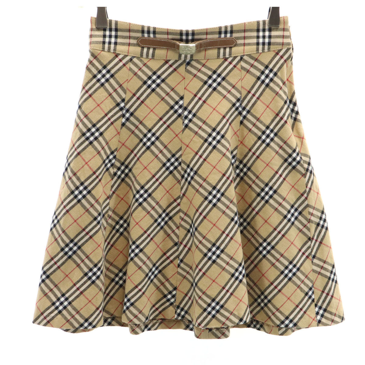 BURBERRY BLUE LABEL バーバリーブルーレーベル ノバチェック柄 ミニ丈 フレアスカート 36 ベージュ レディース