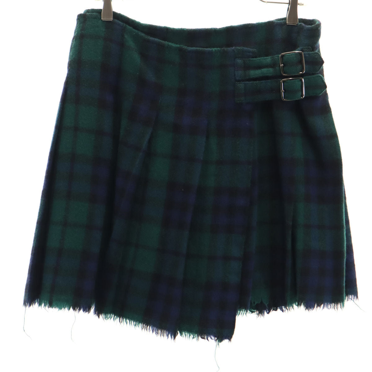 JUNYA WATANABE COMME des GARCONS MAN ジュンヤワタナベコムデギャルソンマン 00s 2004年 日本製 チェック柄 ミニ丈 ラップスカート S グリーン レディース