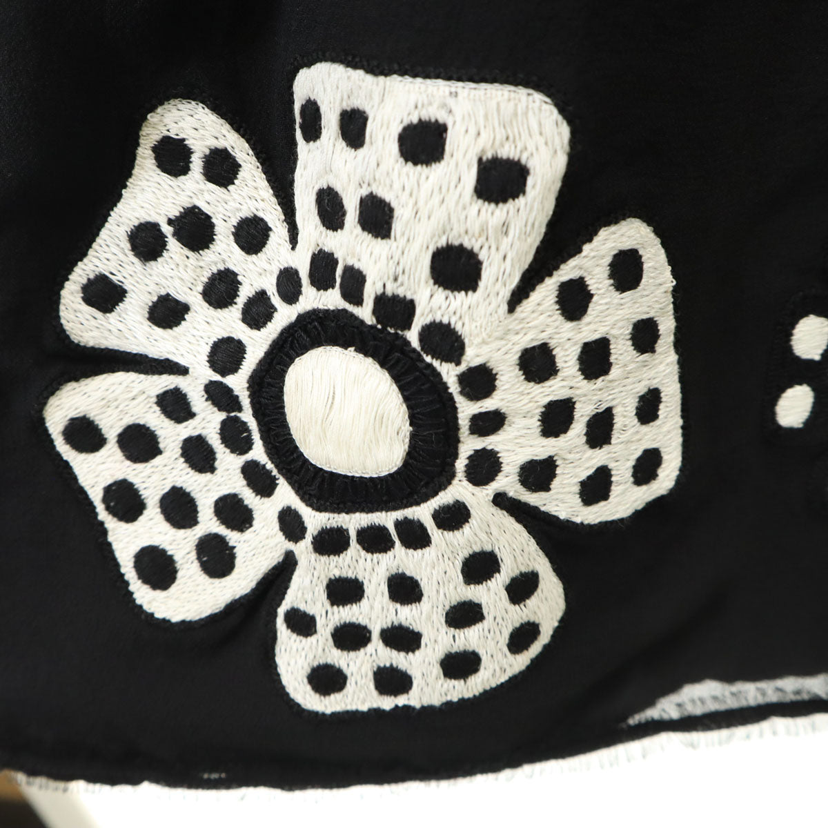 jupe by jackie ジュップバイジャッキー 2015年 シルク フラワー刺繍 ミモレ丈 ベロア ギャザースカート 2 ブラック レディース