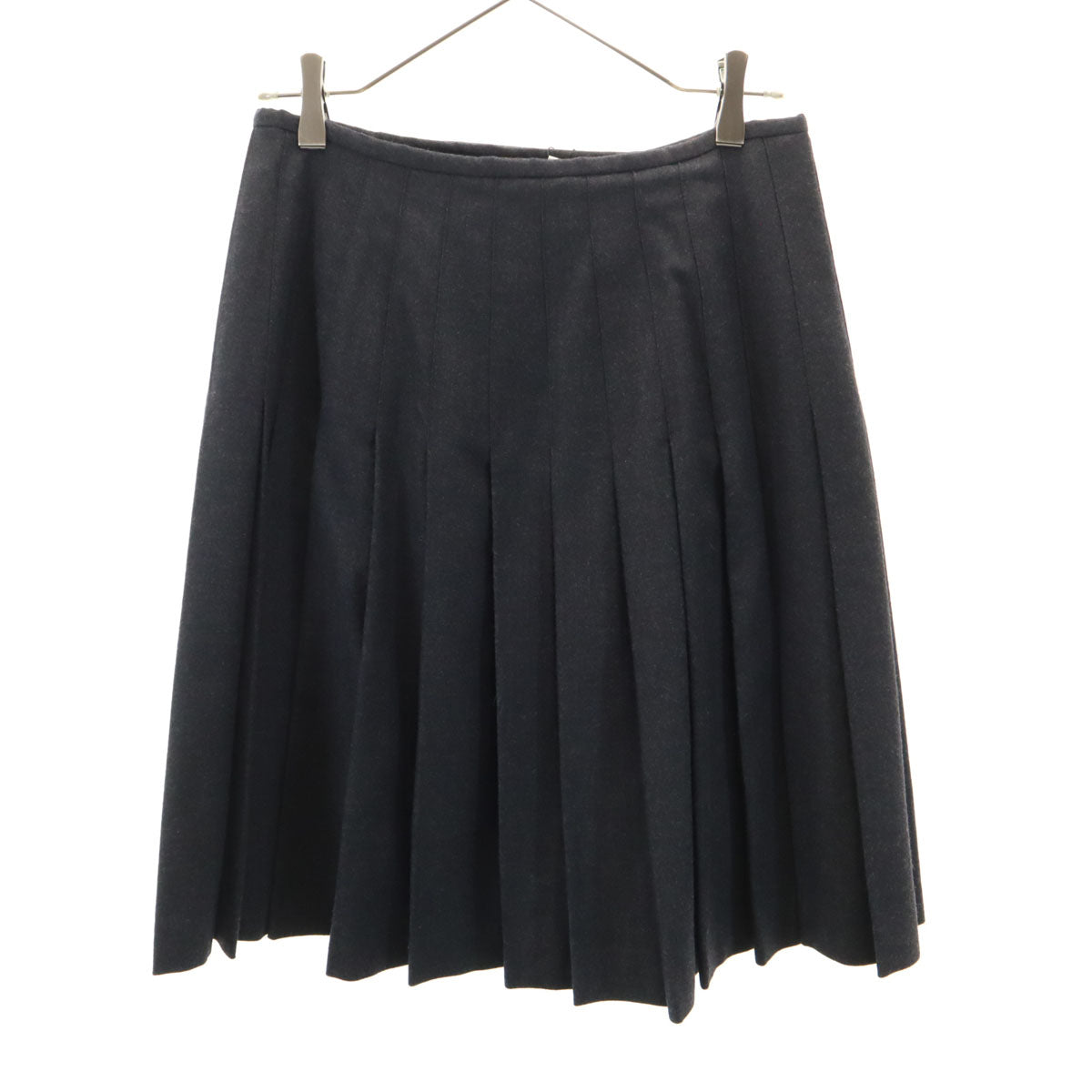 未使用 JEAN-PAUL GAULTIER ジャンポールゴルチエ ミディ丈 フラノウール ラップ プリーツスカート 42 チャコールグレー レディース