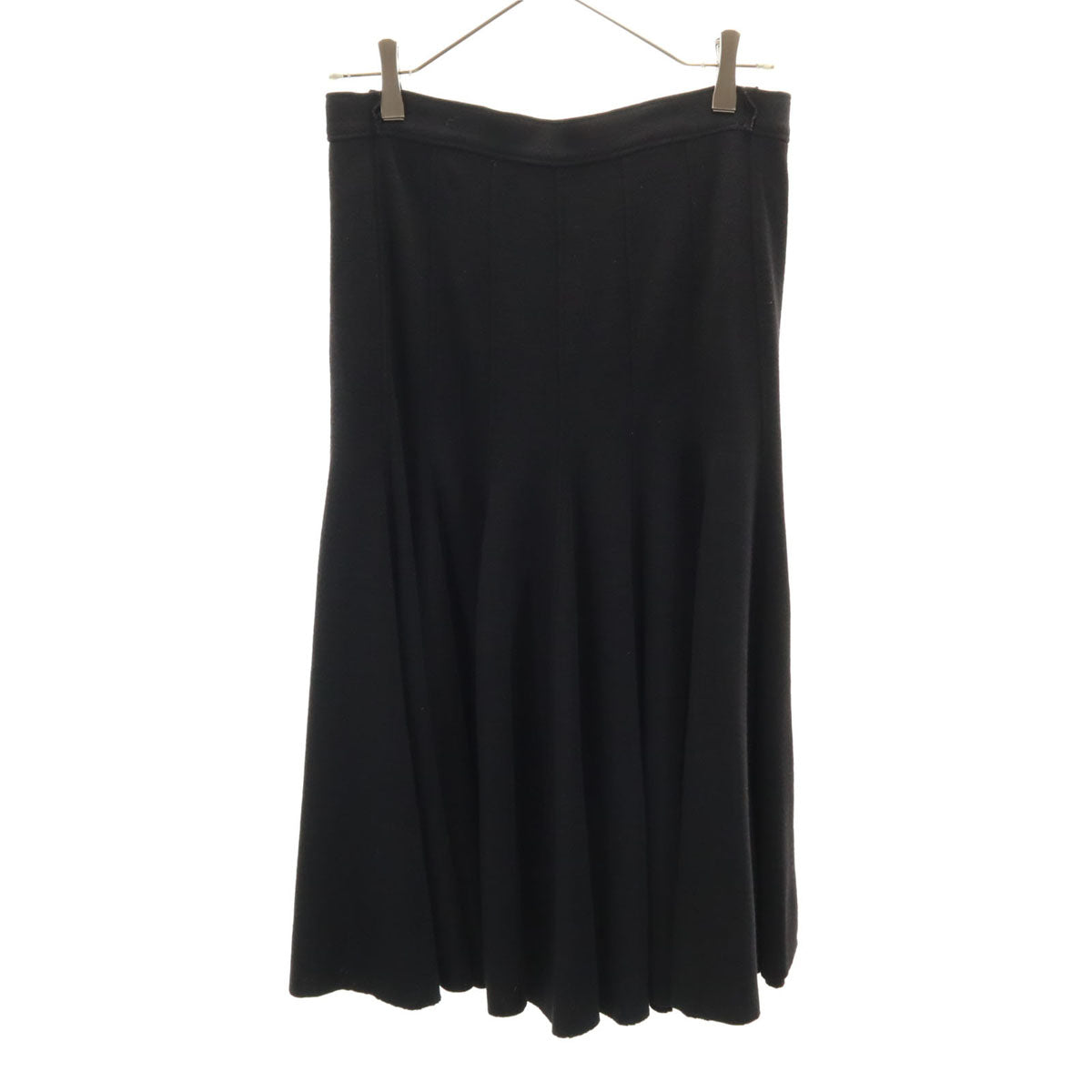 GIVENCHY ジバンシィ フランス製 ミモレ丈 ニット フレアスカート M ブラック レディース