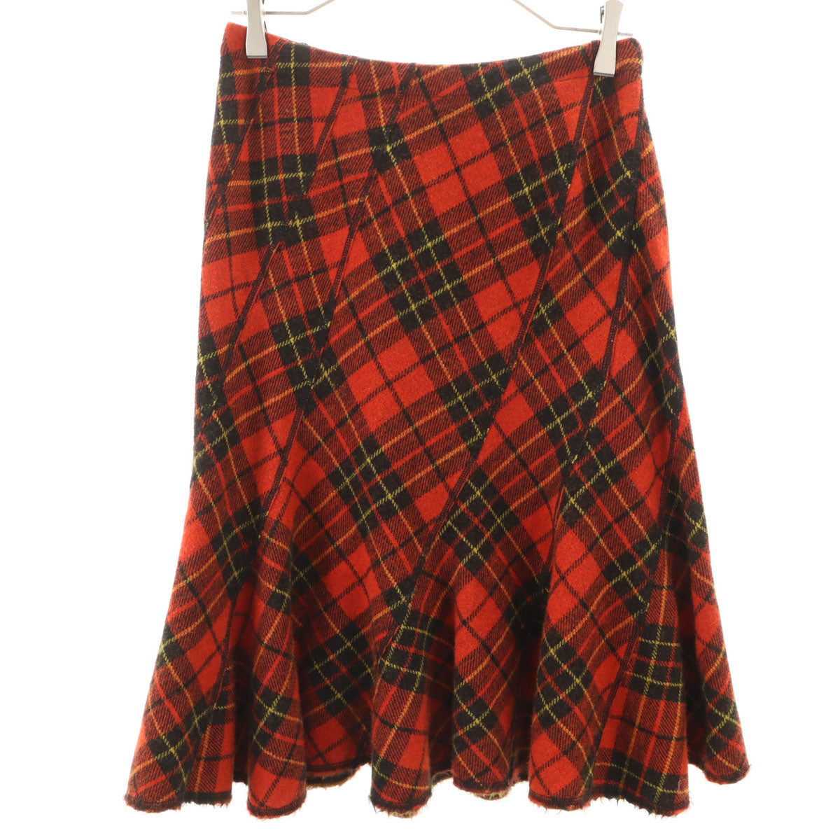 tricot COMME des GARCONS トリココムデギャルソン 2003年 日本製 ウール チェック柄 膝丈スカート S レッド レディース