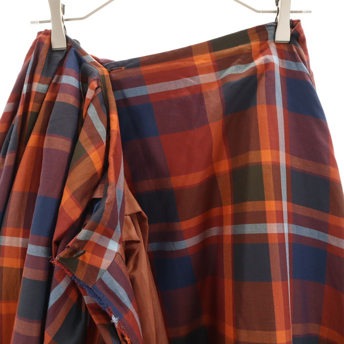未使用 Tsuru by Mariko Oikawa ツルバイマリコオイカワ 日本製 チェック ロング丈 ラップスカート F レッド系 レディース