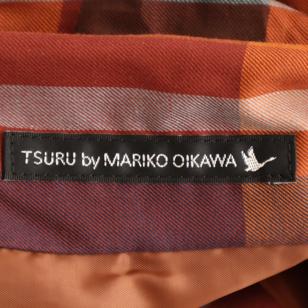 未使用 Tsuru by Mariko Oikawa ツルバイマリコオイカワ 日本製 チェック ロング丈 ラップスカート F レッド系 レディース