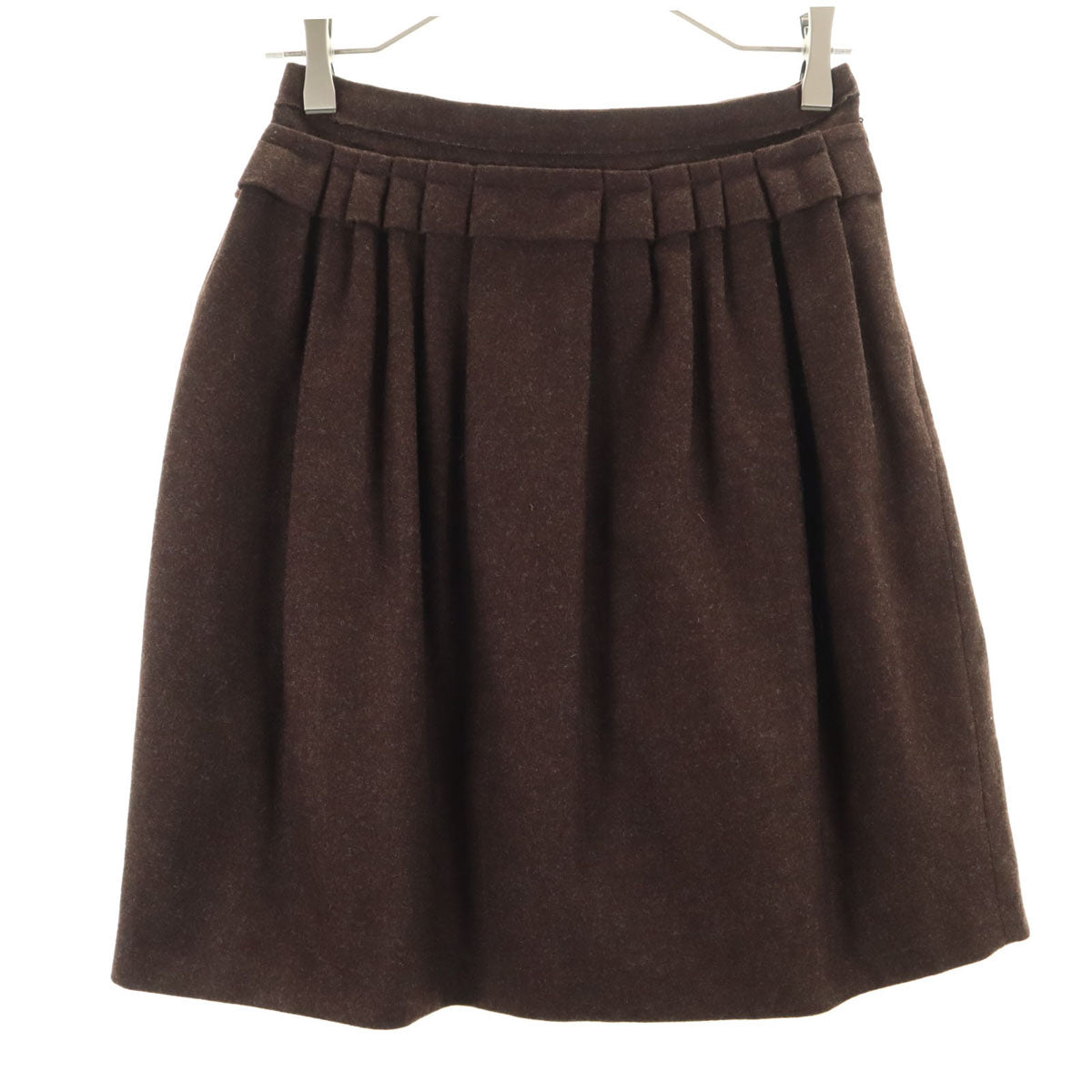 美品 VIKTOR&ROLF ヴィクターアンドロルフ イタリア製 ウール ミディ丈 ギャザースカート 40 ブラウン レディース