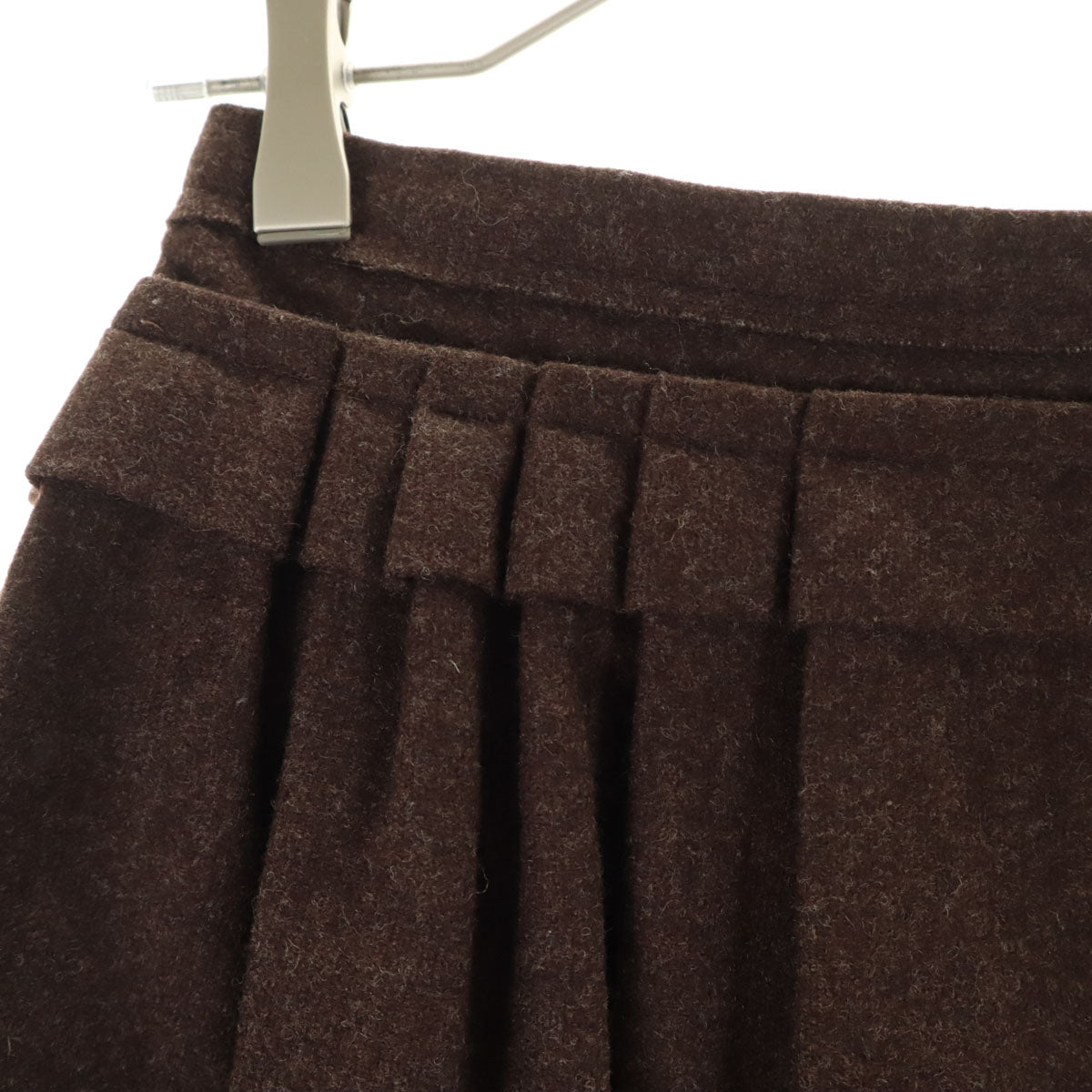 美品 VIKTOR&ROLF ヴィクターアンドロルフ イタリア製 ウール ミディ丈 ギャザースカート 40 ブラウン レディース