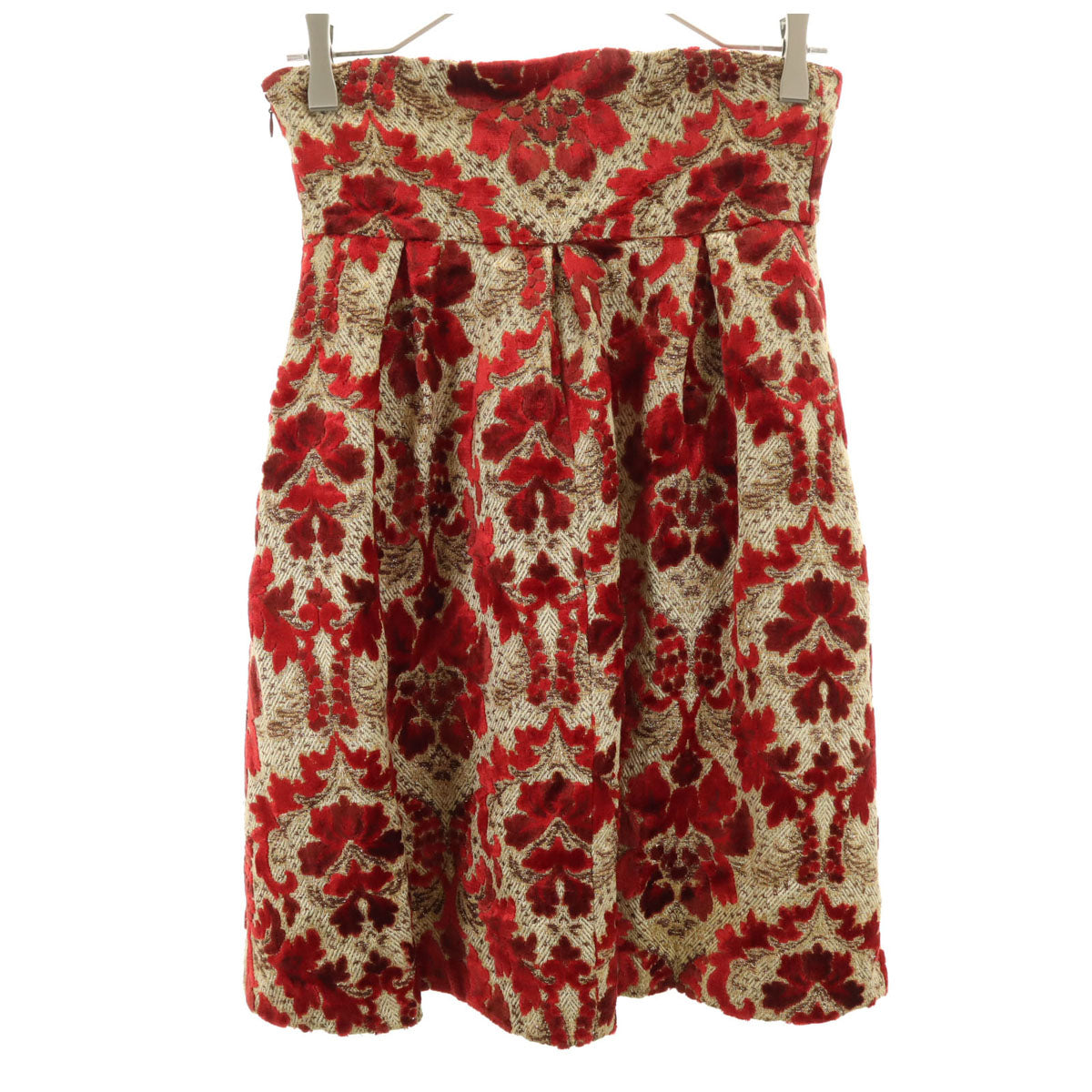 PLANET EARTH OZONE COMMUNITY 総柄 ミディ丈 スカート レッド レディース