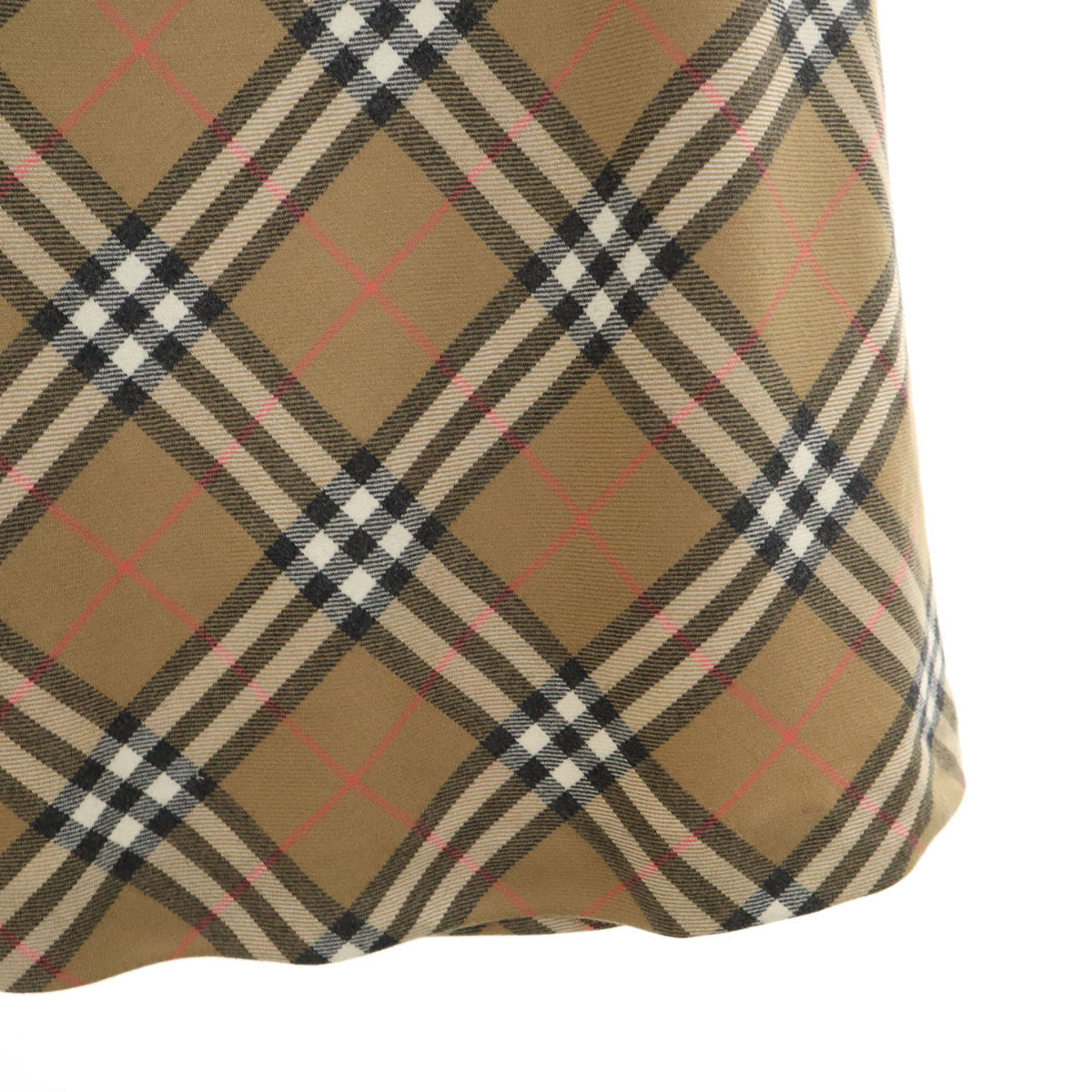BURBERRY バーバリー ウール チェック柄 ミモレ丈 フレアスカート 38 ベージュ 三陽商会 レディース